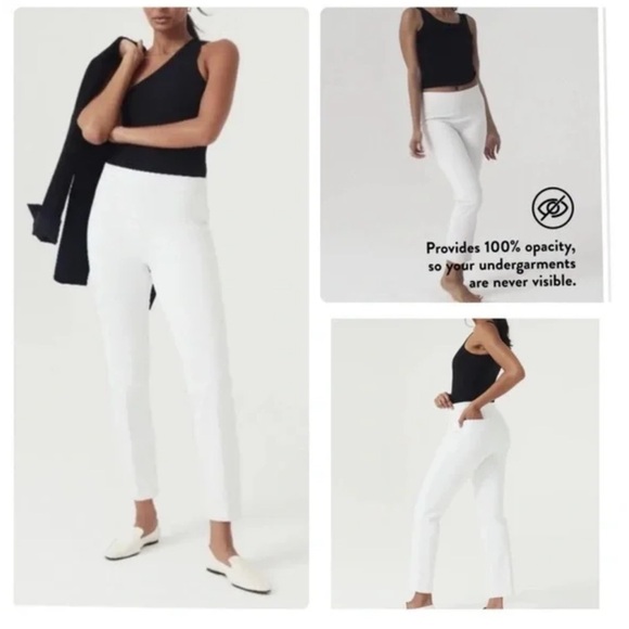 Spanx On-the-go White Ankle Slim Straight Pants - Picture 1 of 9